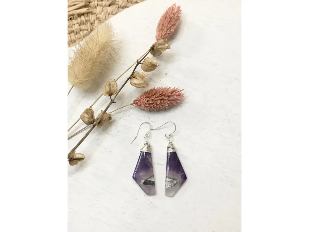 Amethyst Wrapped Earrings - 2