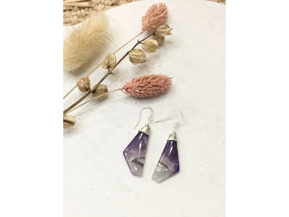 Amethyst Wrapped Earrings - 1