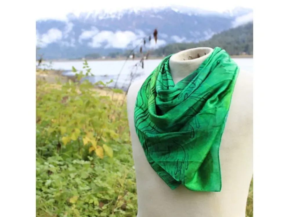 Mountain Map Silk Scarf - 1
