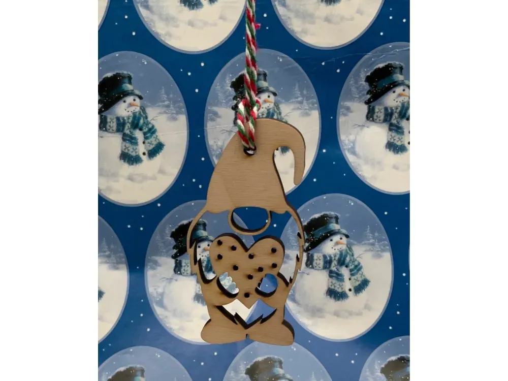 Wooden Gnome Ornament - 3