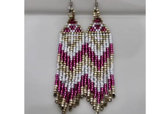 Wave Beaded Fringe Earring - Multicolor