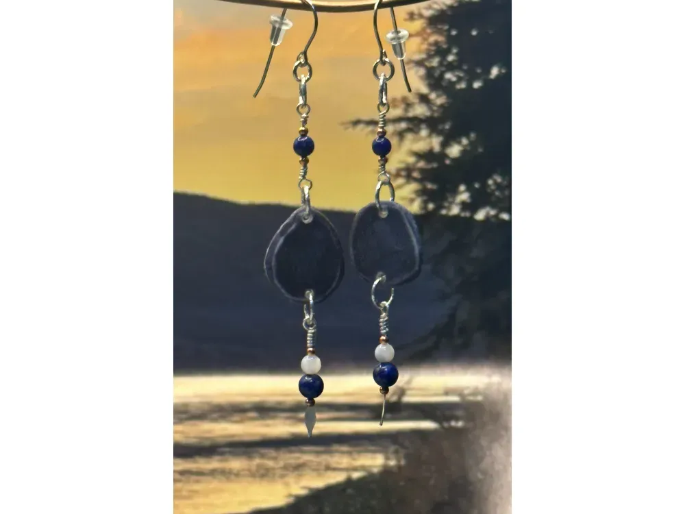 “Ripe Blueberries” Moose Antler Earrings - 2