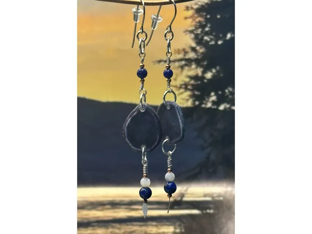 “Ripe Blueberries” Moose Antler Earrings - 1