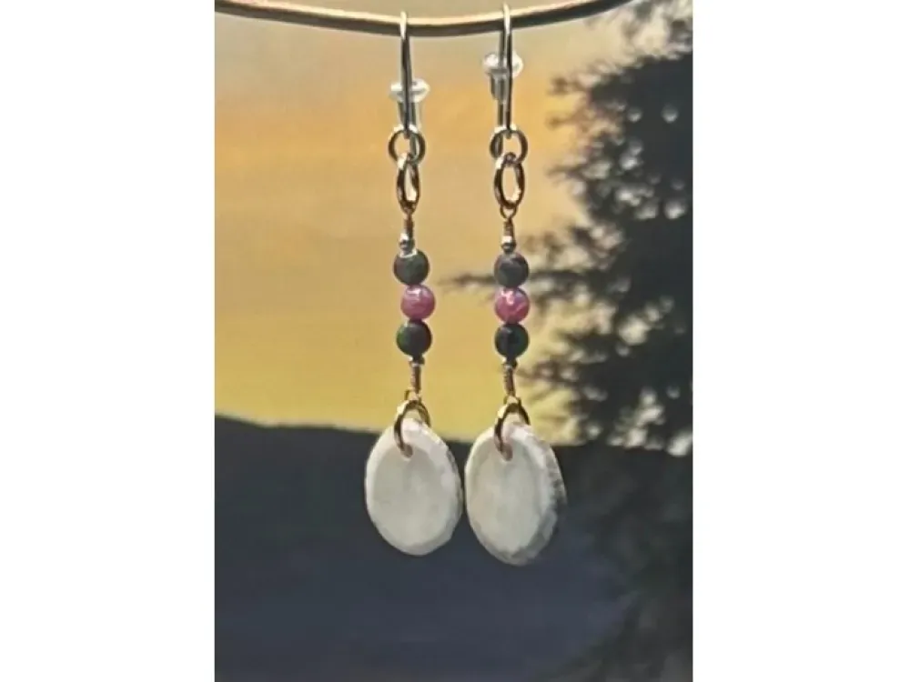 “Alaska Wildrose” Moose Antler Earrings - 2