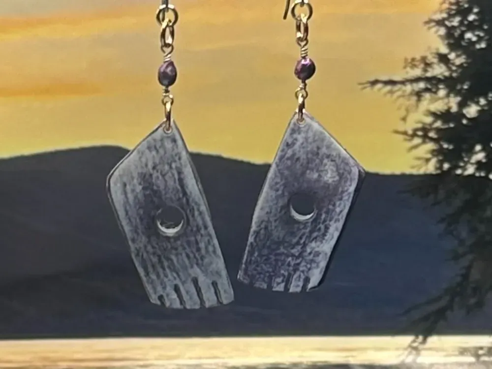 “Blueberry Hands” Moose Antler Earrings - 2