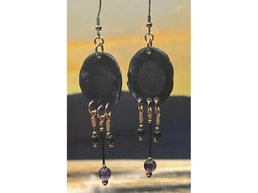 “Blueberry Burst” Moose Antler Earrings - 1