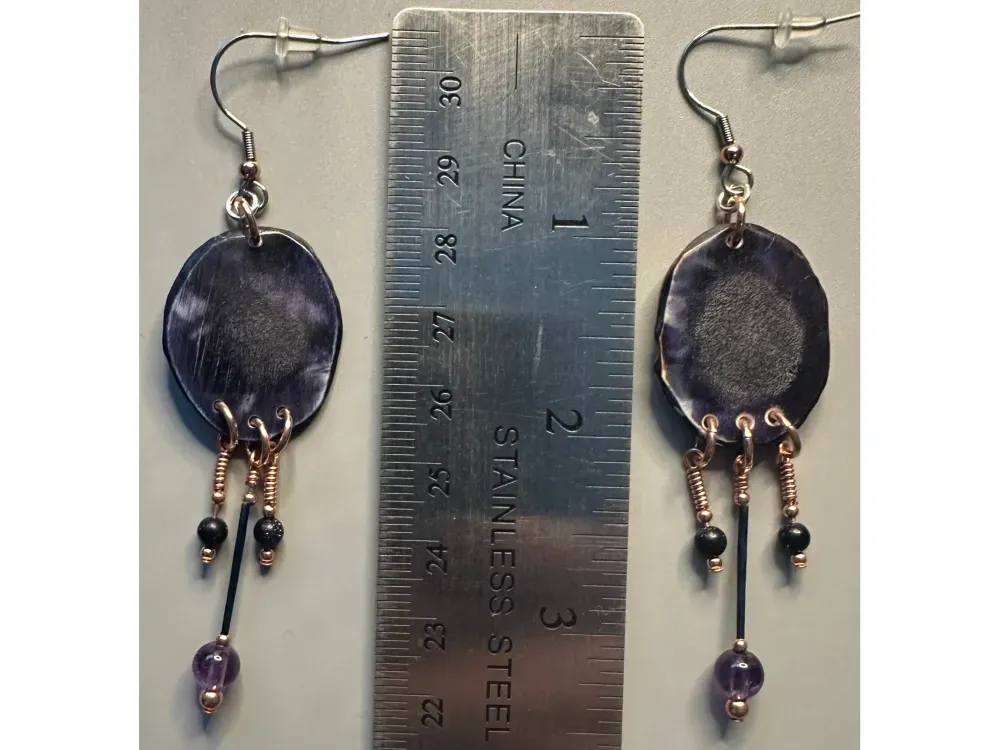 “Blueberry Burst” Moose Antler Earrings - 3