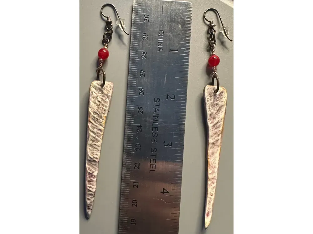 “First Frost” Moose Antler Earrings - 3