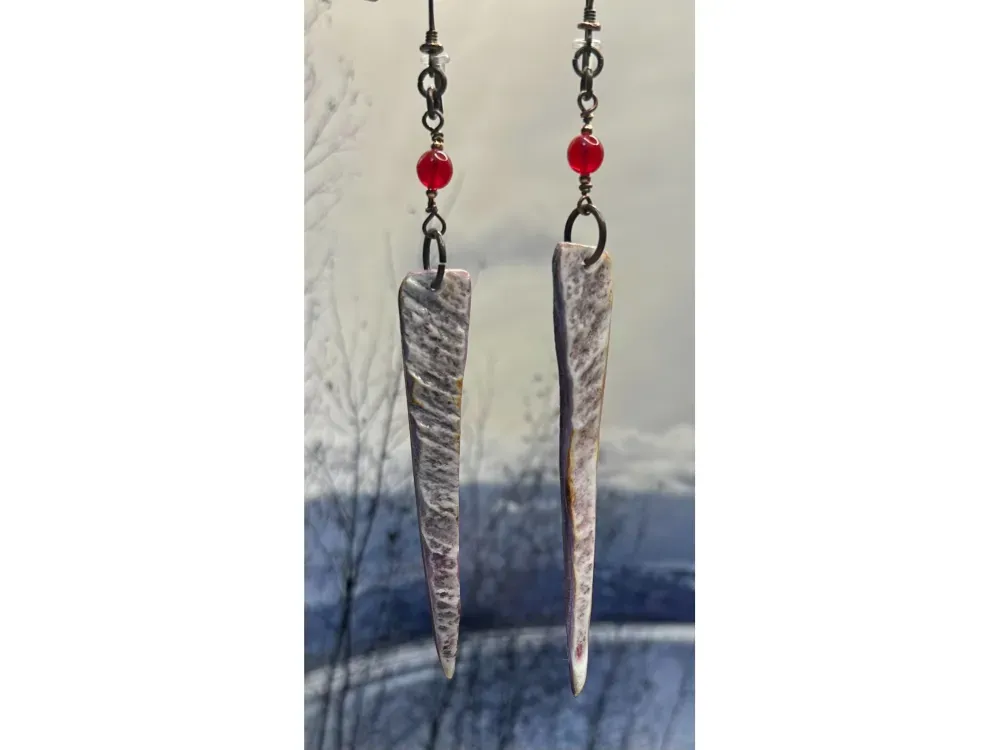 “First Frost” Moose Antler Earrings - 2
