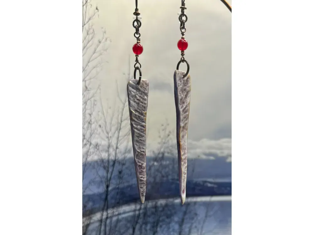 “First Frost” Moose Antler Earrings - 1