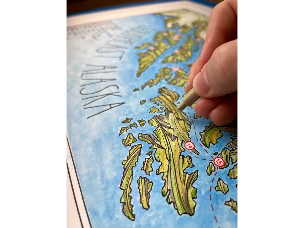 Southeast Alaska Map - Watercolor/Pen and Ink - 3