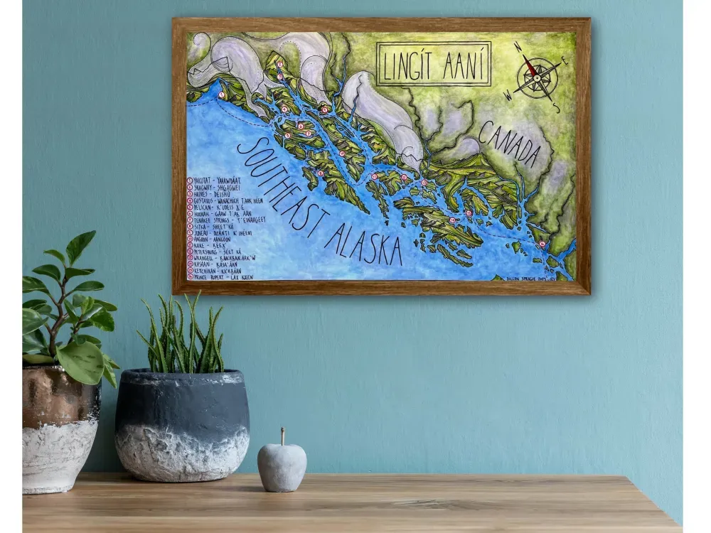 Southeast Alaska Map - Watercolor/Pen and Ink - 1