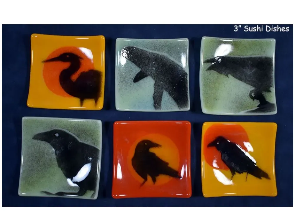 3" Handmade Fused Glass Sushi Dish - 1