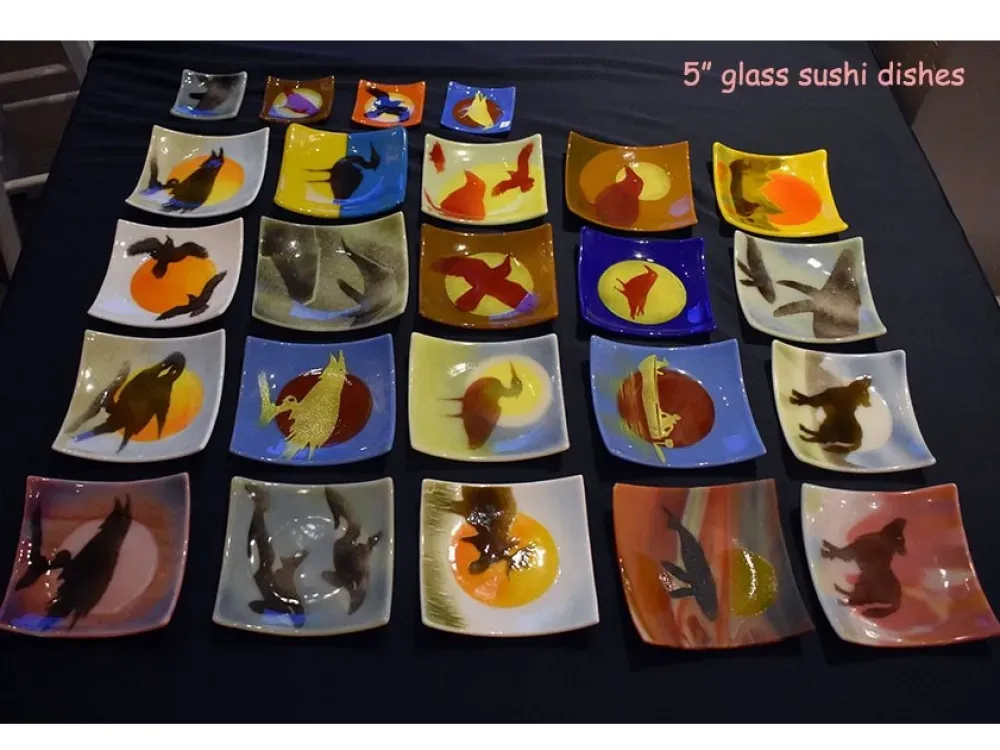 5" Handmade Fused Glass Sushi Dish - 2
