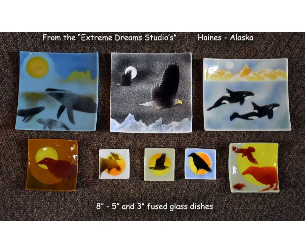 8" Handmade Fused Glass Sushi Dish - 1