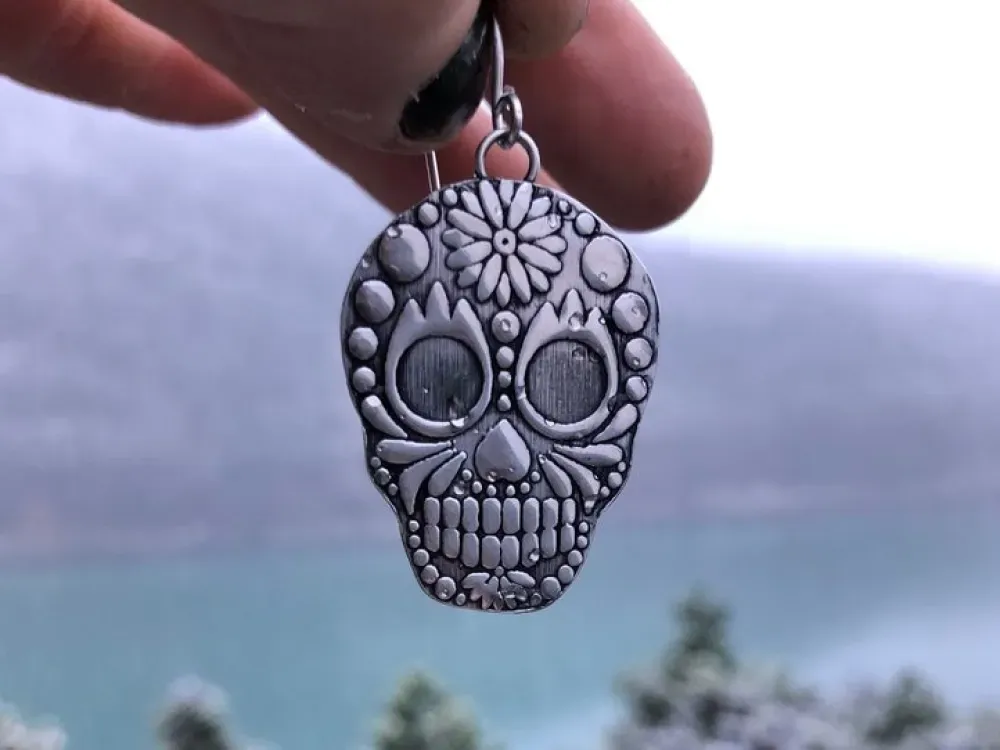 Sterling Silver Sugar Skulls Earrings - 2