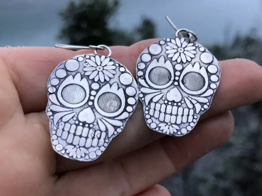 Sterling Silver Sugar Skulls Earrings - 4
