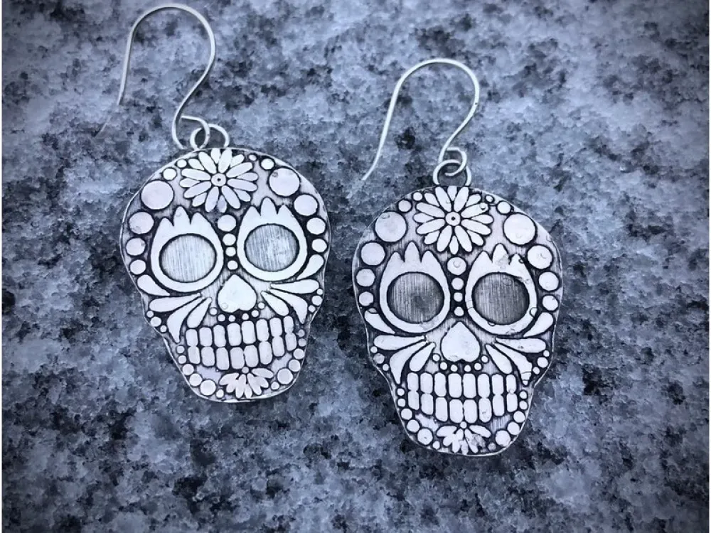 Sterling Silver Sugar Skulls Earrings - 5