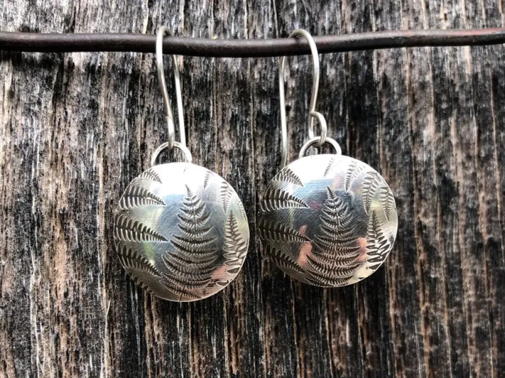 Botanical Sterling Silver Fern Earrings  - 1