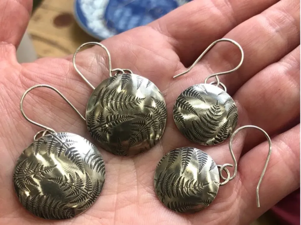 Botanical Sterling Silver Fern Earrings  - 3