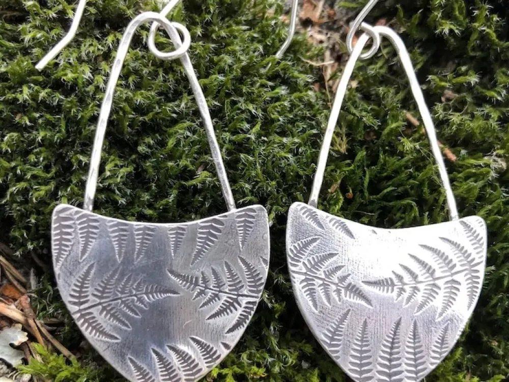 Sterling Silver Fern Earrings - 1