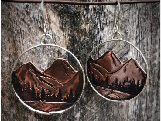 Mountain Hoop Earrings Made With Copper And Silver
