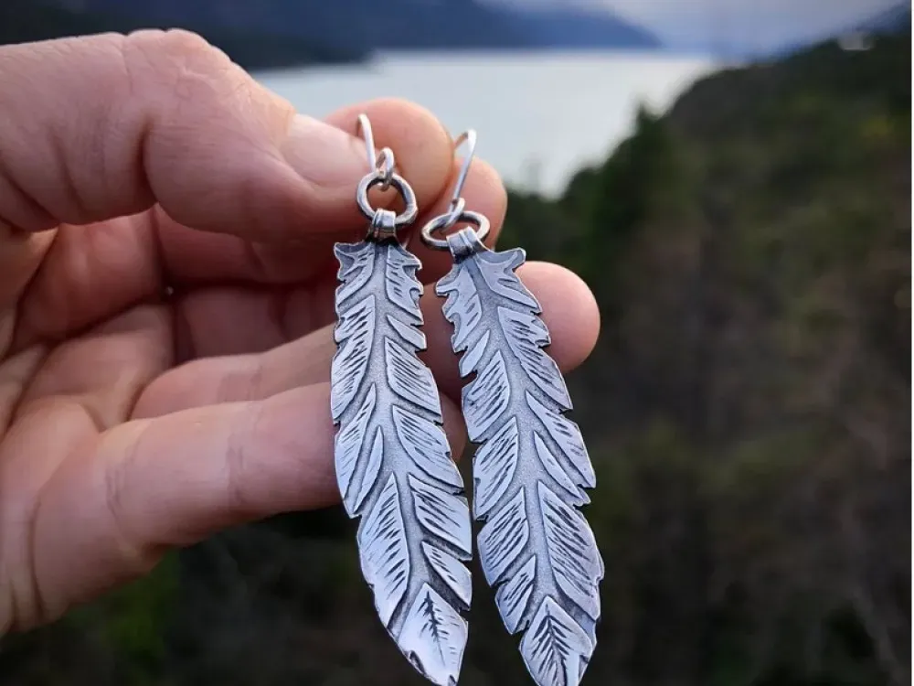 Sterling Silver Feather Earrings - 2
