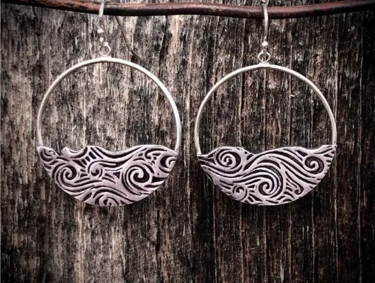 Handmade Textured Silver Wave Earrings