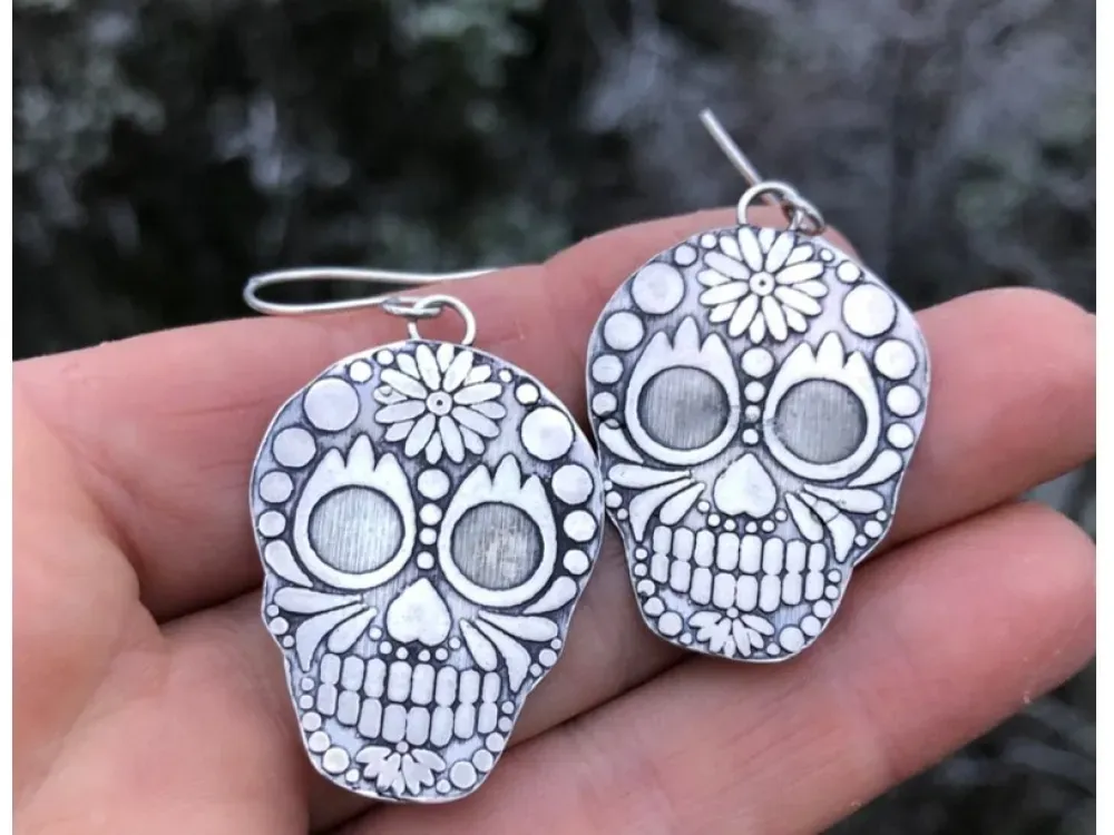 Sterling Silver Sugar Skulls Earrings - 3