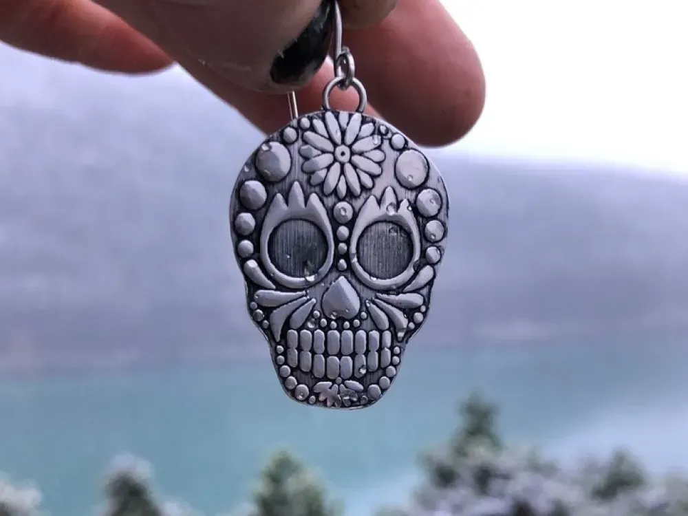 Sterling Silver Sugar Skulls Earrings - 2
