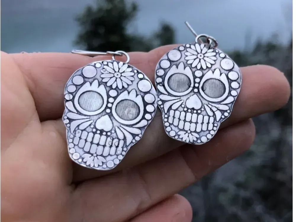 Sterling Silver Sugar Skulls Earrings - 4