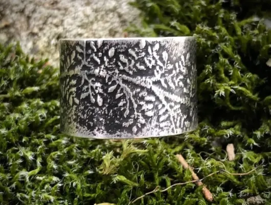 Sterling Silver Wide Band Moss Ring With Texture