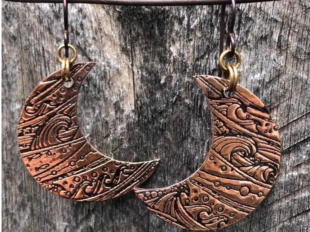 Stormy Seas Crescent Moon Earrings - 1