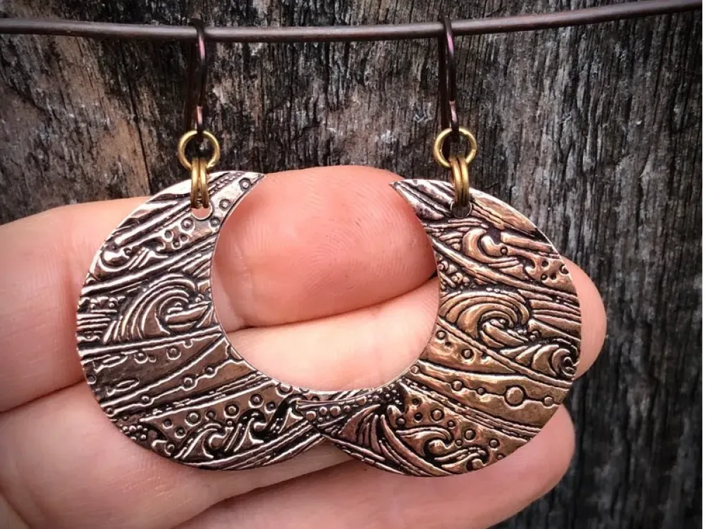 Stormy Seas Crescent Moon Earrings - 3