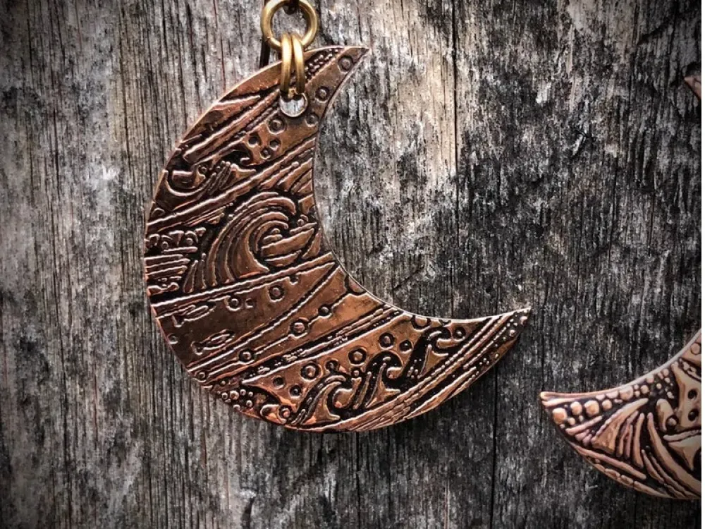Stormy Seas Crescent Moon Earrings - 2
