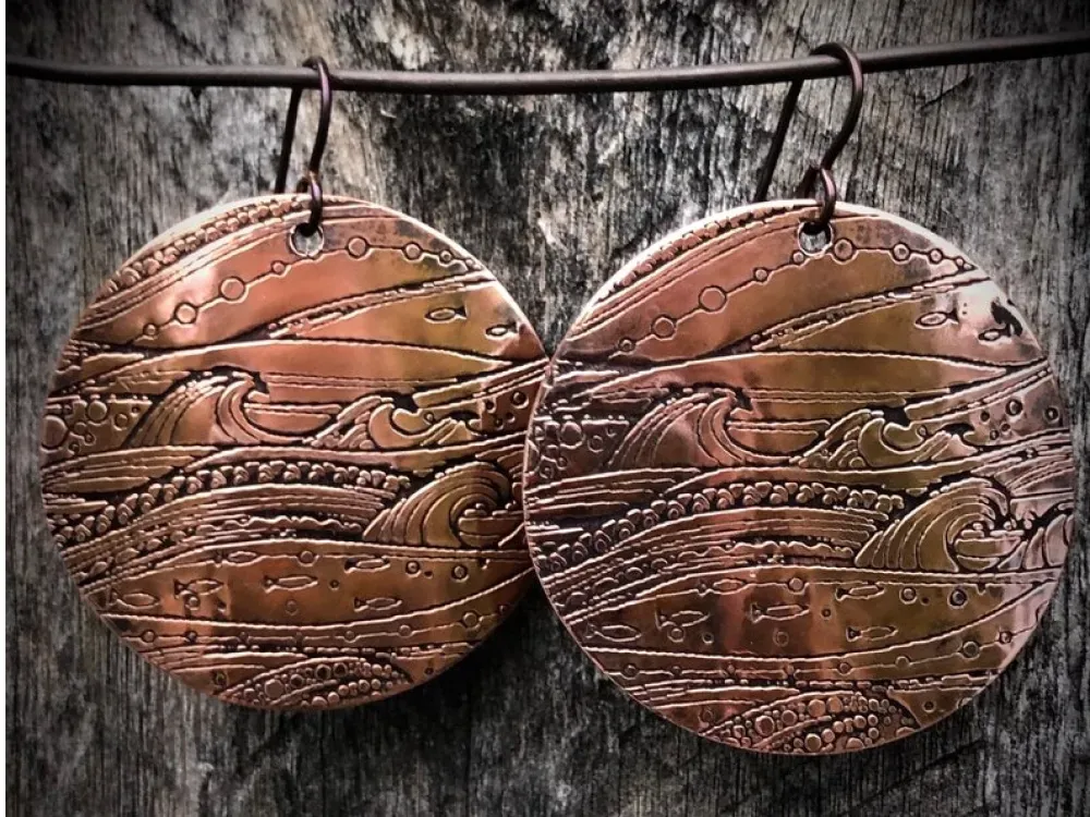 Stormy Seas Large Disk Earrings - 1