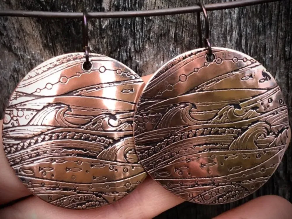 Stormy Seas Large Disk Earrings - 3