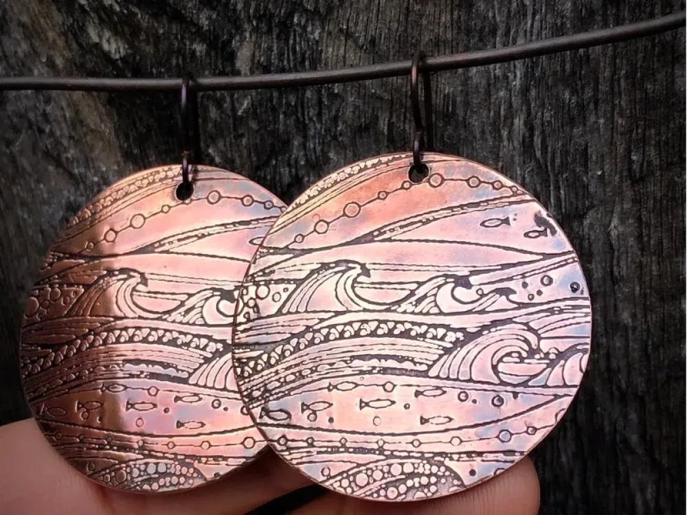 Stormy Seas Large Disk Earrings - 2
