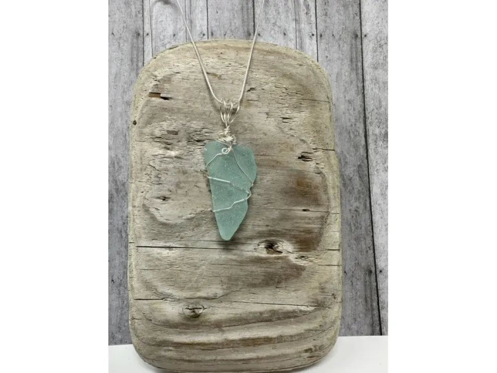 Beautiful Alaska Sea Glass Wire Wrapped Pendant - 2