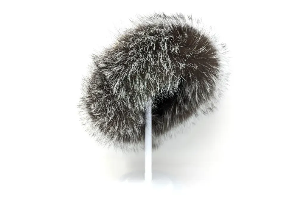 Leather Shearling Fur Cap With Silver Fox Trim - 5