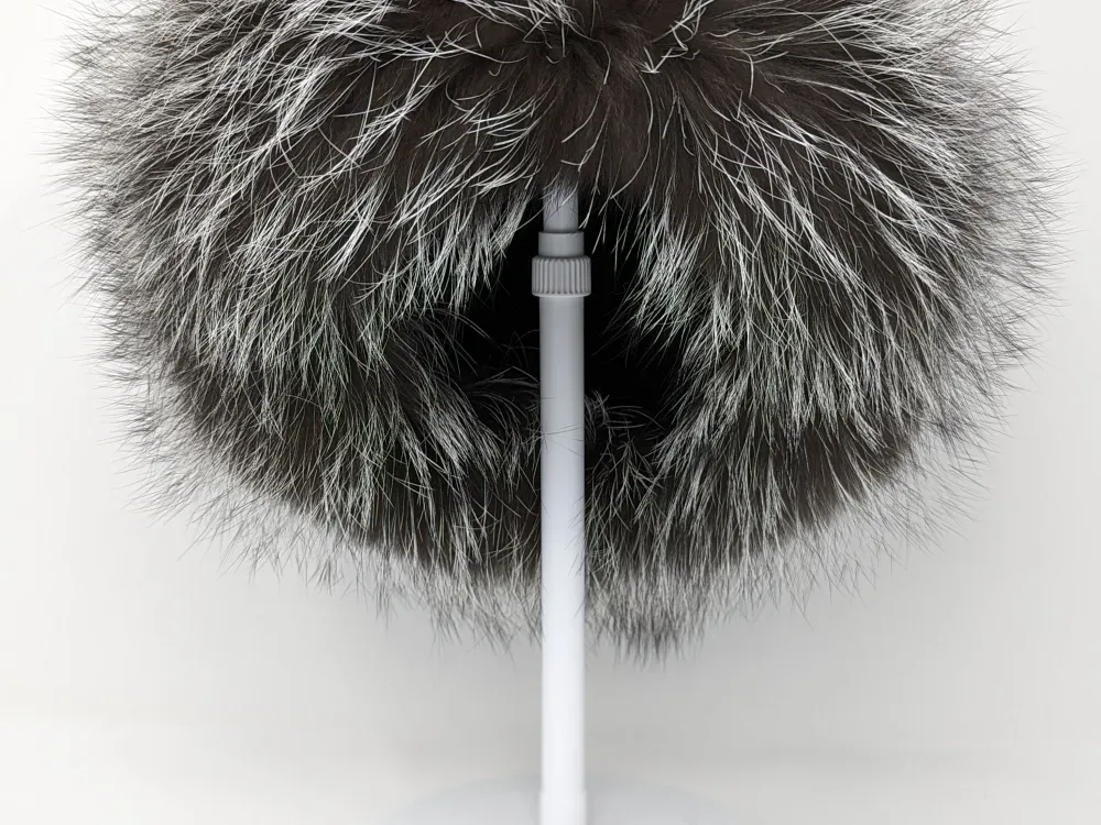 Leather Shearling Fur Cap With Silver Fox Trim - 3
