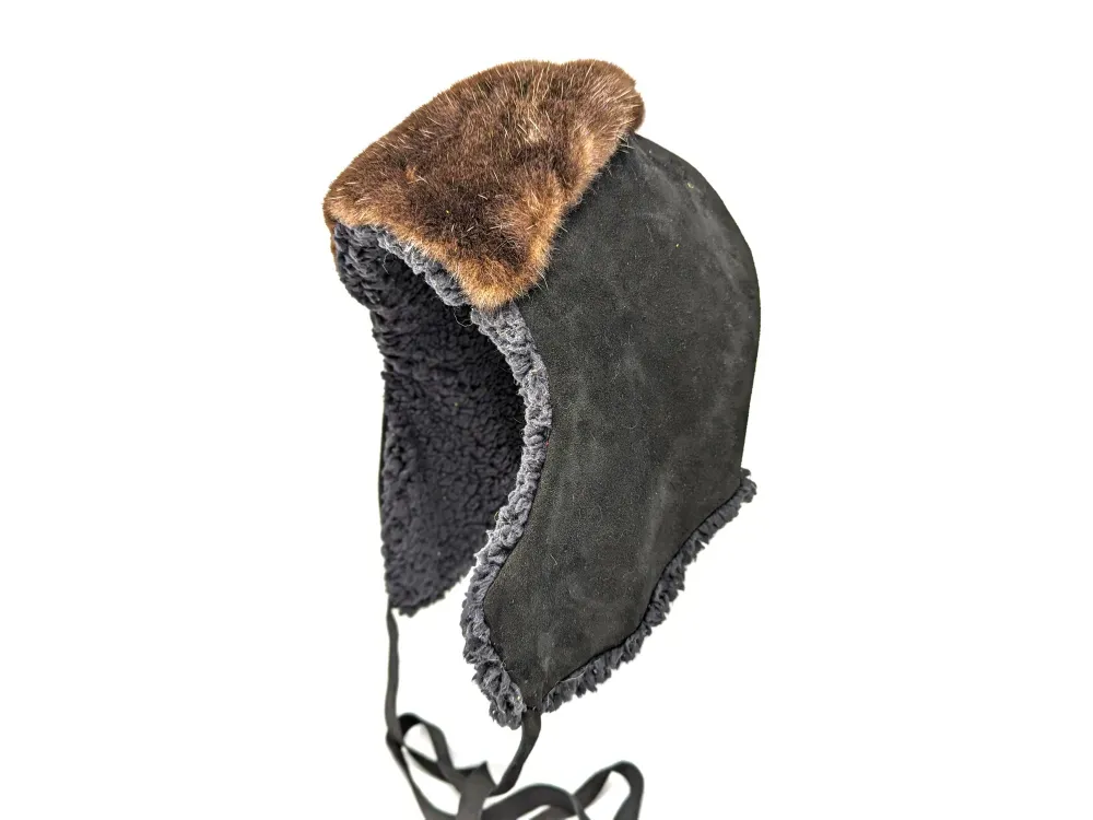 Trapper Hat with Sea Otter Fur and Feaux Sherpa  - 3
