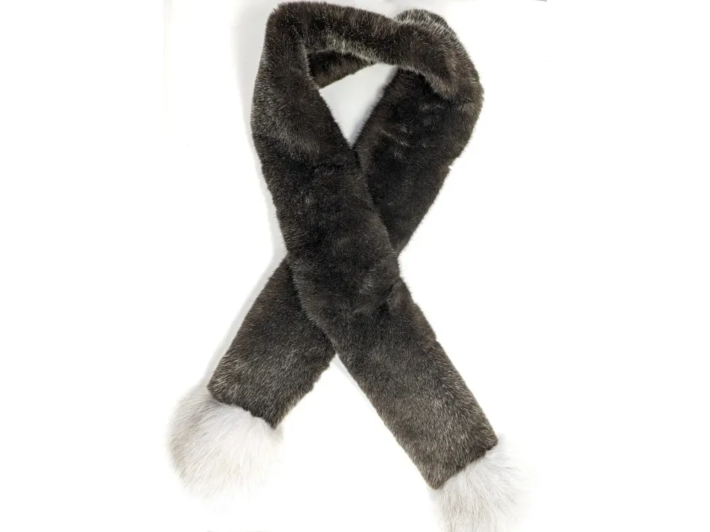 Sea Otter Fur Scarf With Blue Fox - 4