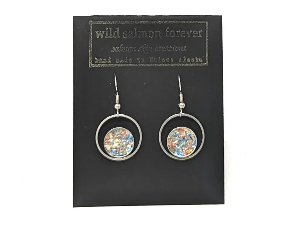 Crescent Moon Salmon Leather Earrings - 2