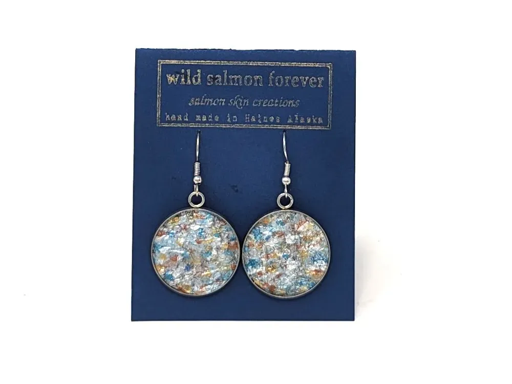 Full Moon Salmon Leather Earrings - 3
