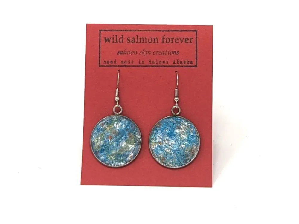 Full Moon Salmon Leather Earrings - 2