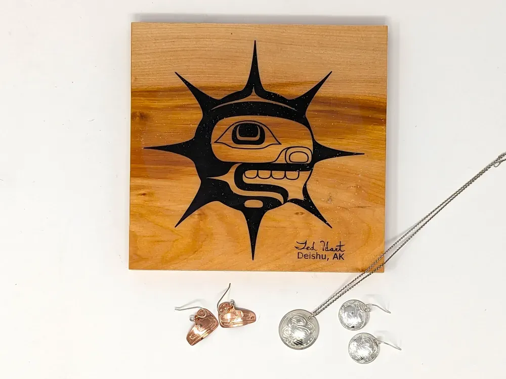 Tlingit Sun On Wood Block - 4