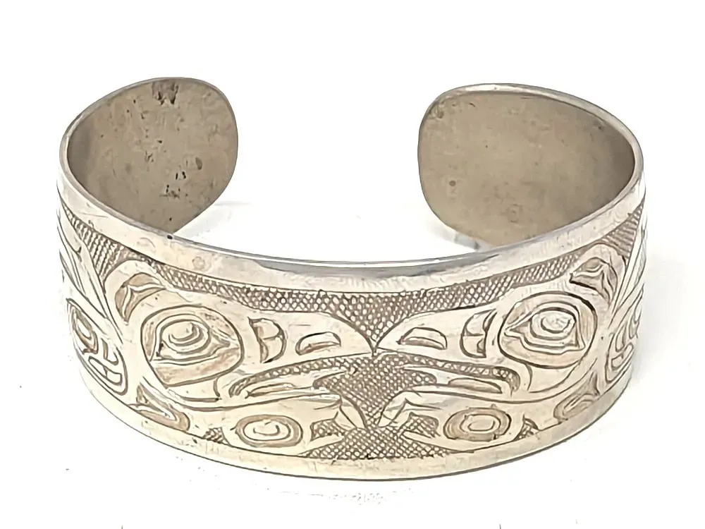 Tlingit Raven Sterling Silver Bracelet - 1