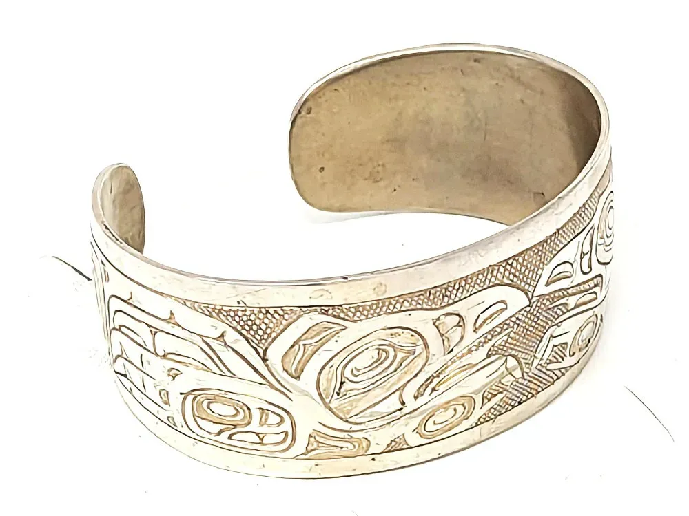 Tlingit Raven Sterling Silver Bracelet - 3