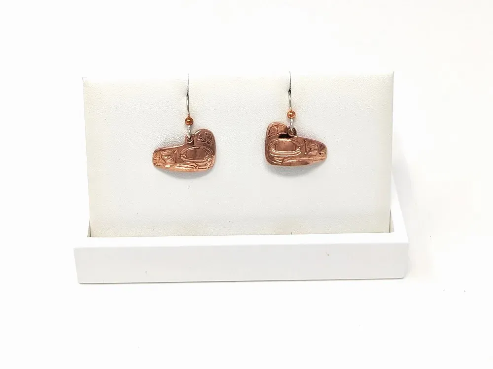 Copper Tlingit Raven Earrings - 3